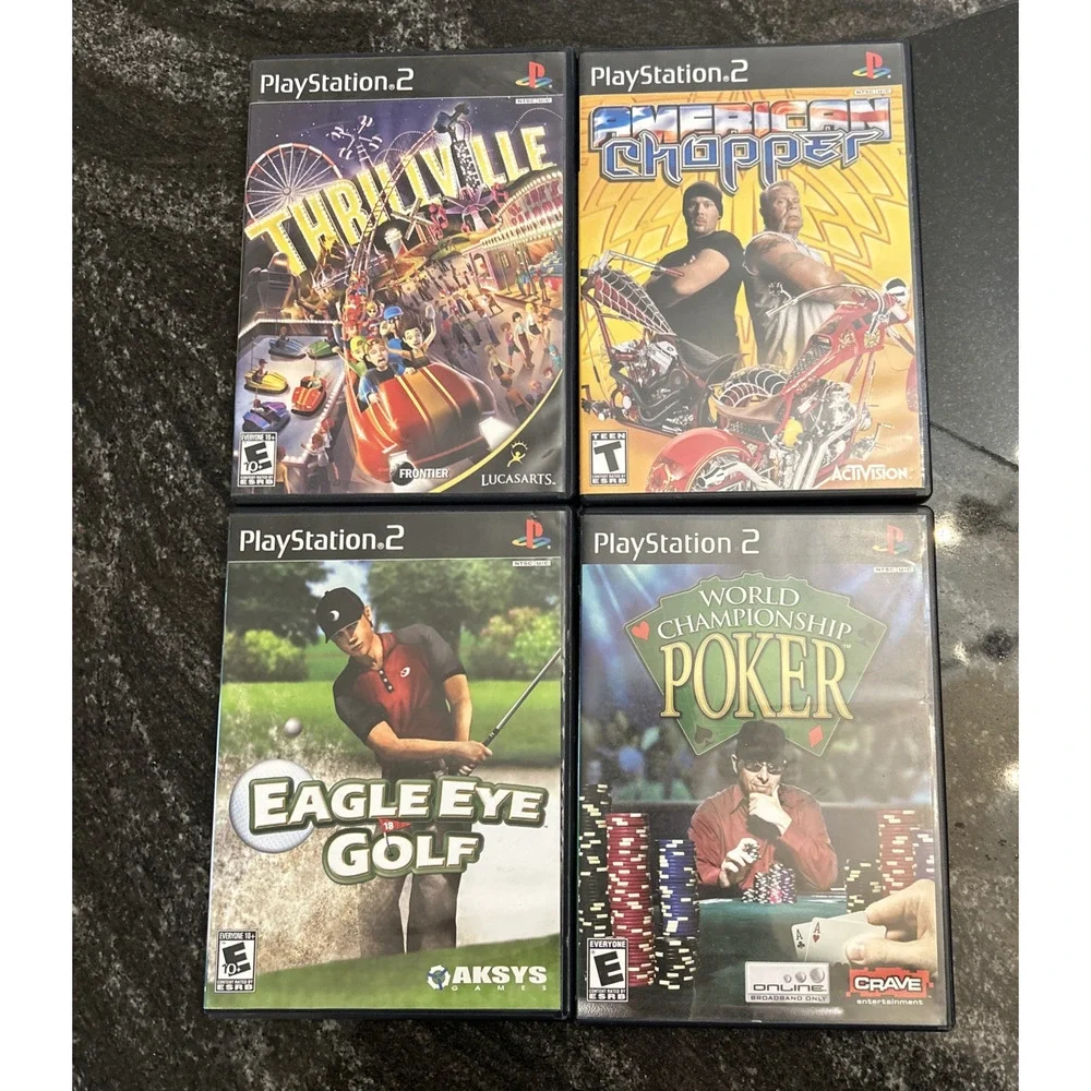 LOT of 4 Sony PlayStation 2/PS2 Games Thrillville American Chopper Poker Golf